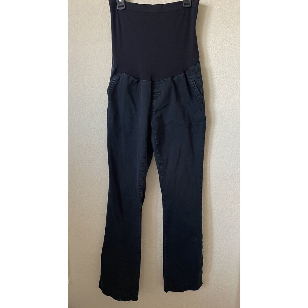 Indigo Blue Black Over The Belly Panel Straight Leg Maternity Pants Size M